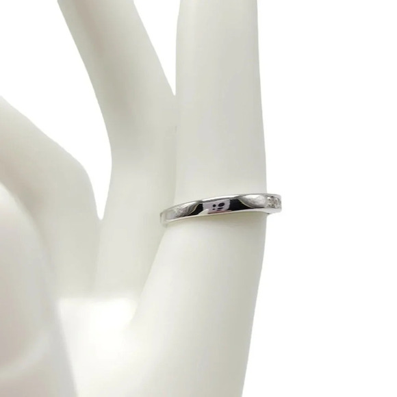 Green Rectangle Clear Rhinestone Sterling Silver Vintage Band Ring Size 7 - Picture 4 of 5